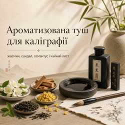 Ароматизована туш для каліграфії: жасмин, сандал, османтус і чайний лист