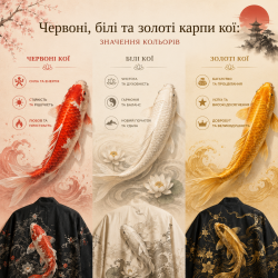 Красные, белые и золотые карпы кои: значение цветов