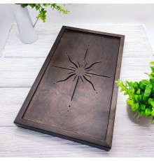 Велика містка дерев'яна чабань «Сонце сходу» - Ясень - темне дерево  (54 × 31,5 см)
