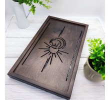 Велика дерев'яна чабань «Сонце і місяць» Шоколад (54 × 31,5 см)