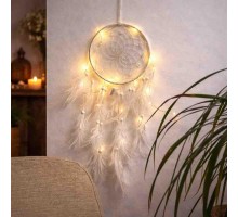 Ловець снів ручної роботи з Led підсвічуванням Білий