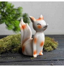 Подставка для благовоний Лиса Кицуне керамическая декоративная в японском стиле для аромапалочек и декора Оранжевая