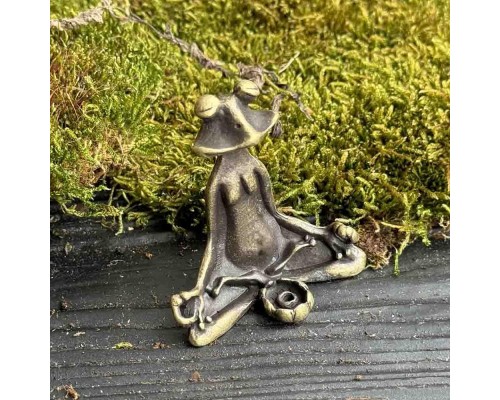 Підставка для пахощів Жаба йог латунна декоративна для аромапаличок та медитації
