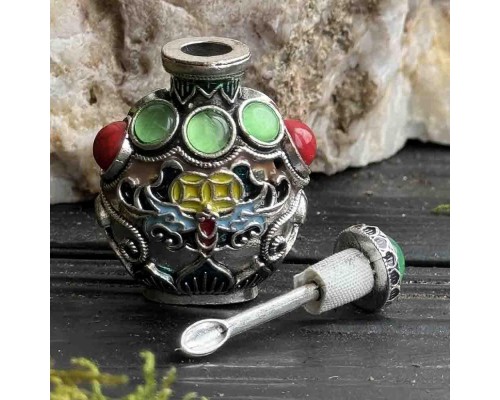 Флакон для аромаолій і парфумів у китайському стилі з ложечкою-аплікатором і декором фен-шуй