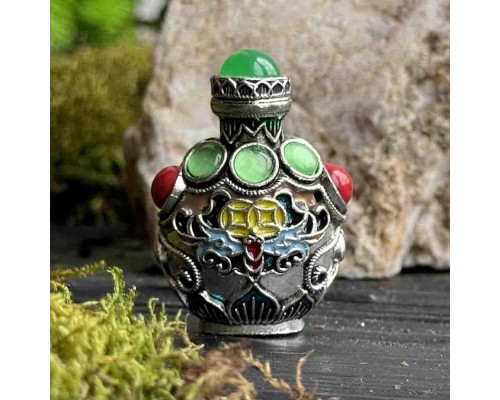 Флакон для аромаолій і парфумів у китайському стилі з ложечкою-аплікатором і декором фен-шуй