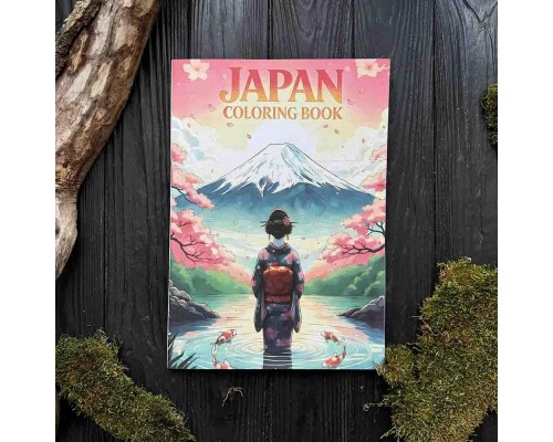 Розмальовка в японському стилі Anime Coloring Book з самураями та японськими пейзажами