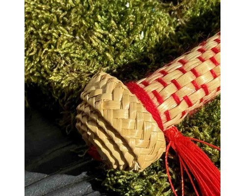 Ручне віяло з натуральної соломи Зірка