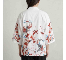 Повсякденний унісекс кімоно-кардиган у східному стилі Фенікс у квітучій сакурі