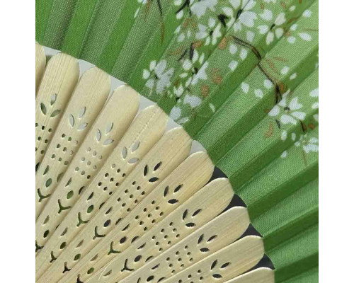 Веер на бамбуковой основе тканевый Зелёный