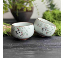 Товстостінна керамічна чайна піала з розписом Кошеня, 70 мл