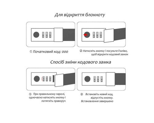 Шкіряний блокнот із кодовим замком Компас таємних думок Чорний