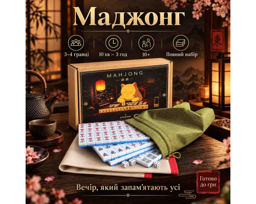 Настольная игра Маджонг Игривый манеки-неко, полный набор для игры в Mahjong