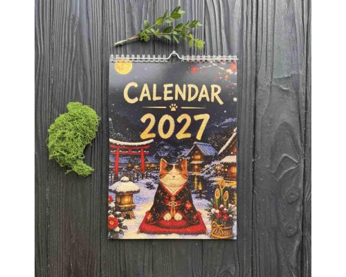 Настінний календар 2027 Котики Сходу - м'яка лапка удачі на рік